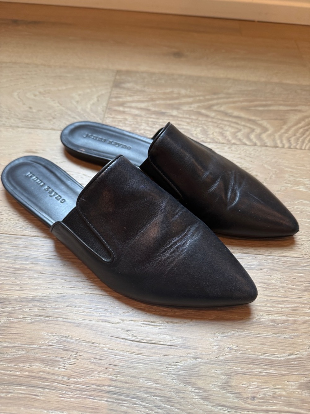 Jenni Kayne Black Pointed Leather Mules